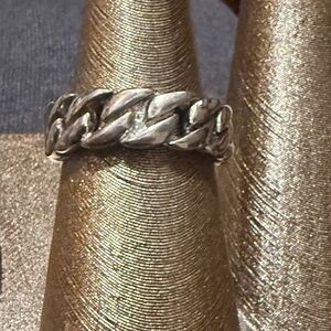 Vintage Heavy 925 Sterling Silver Cuban Curb Link Chain Ring SZ7